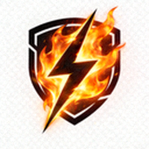 雷火竞技品牌Logo完整展示 - 闪电与火焰交织的电竞标志