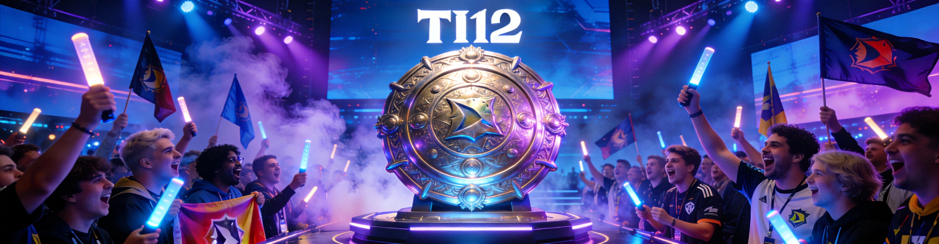 DOTA2国际邀请赛TI12主舞台盛况 - 巨大的冠军神盾与狂热观众