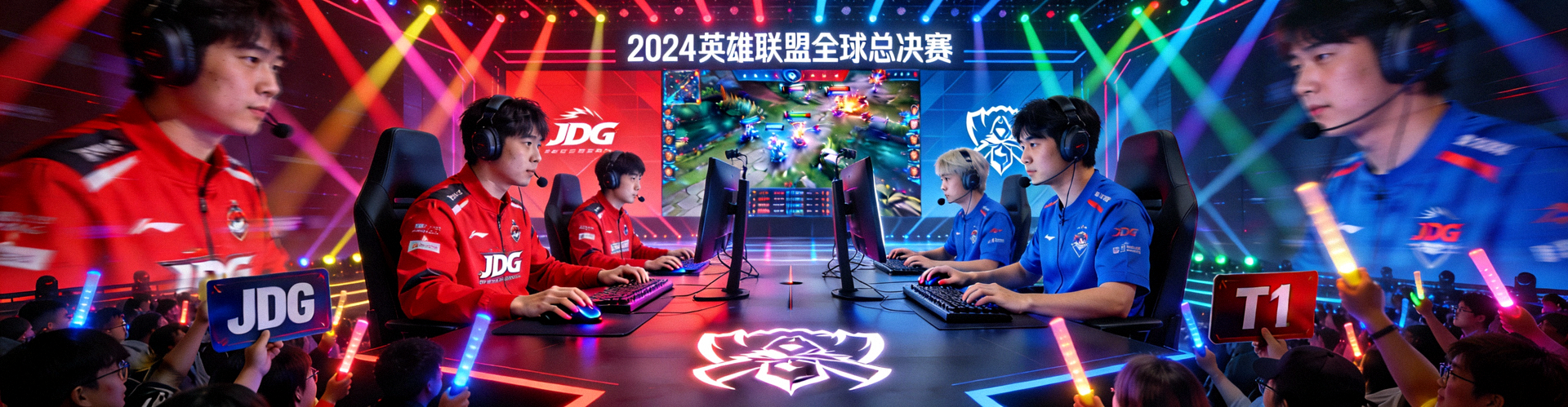 英雄联盟全球总决赛激烈对战现场 - 两支顶级战队在舞台上对决